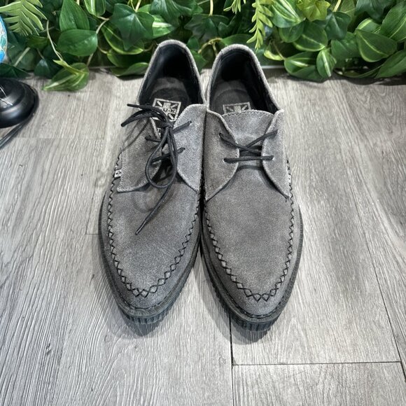 TUK Creepers Goth Pointed Toe Gray Suede Laces Shoes Sz 11 main image 9